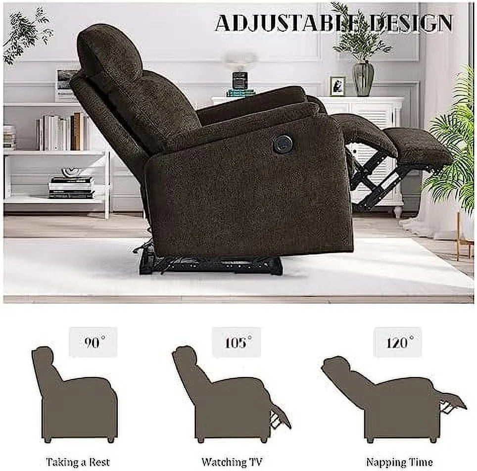 Yellow Fabric Power Recliner Chair with USB Port B759345