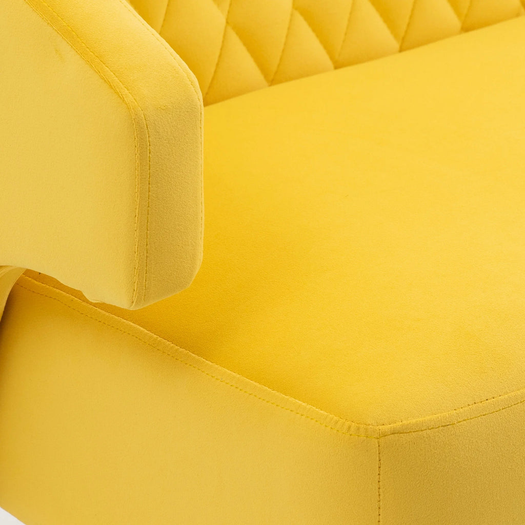 Yellow Velvet Upholstered Loveseat Sofa with Metal Legs U69486