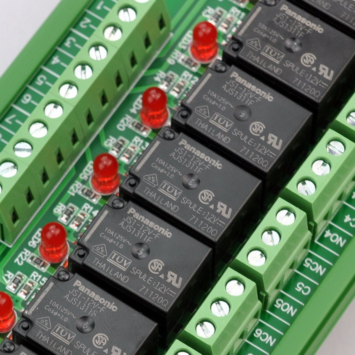 DIN Rail Mount 8 SPDT Power Relay Interface Module, DC 12V, Pack of 2 Y241869