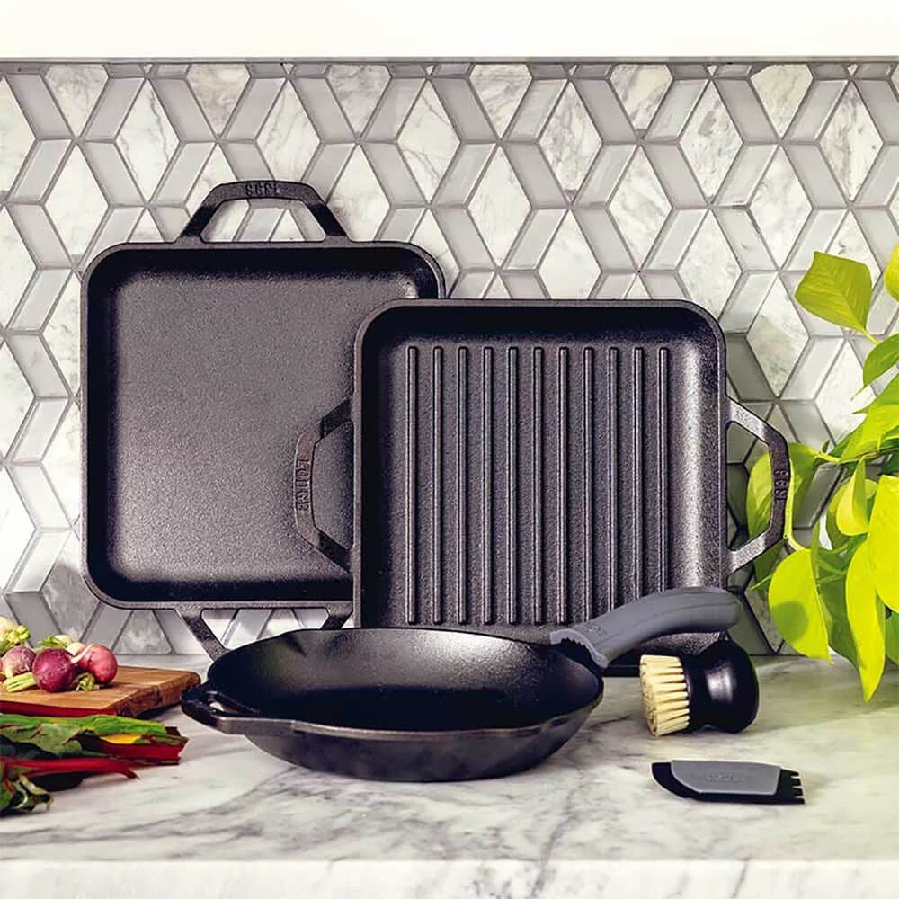 6 Pc Cast Iron Grill Griddle Set L587