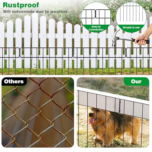 20Ft x 13Inch Animal Barrier, 14 Pack Decorative Garden Fence Panels, Rustproof Metal, No Dig Fence with Ground Stakes C4033