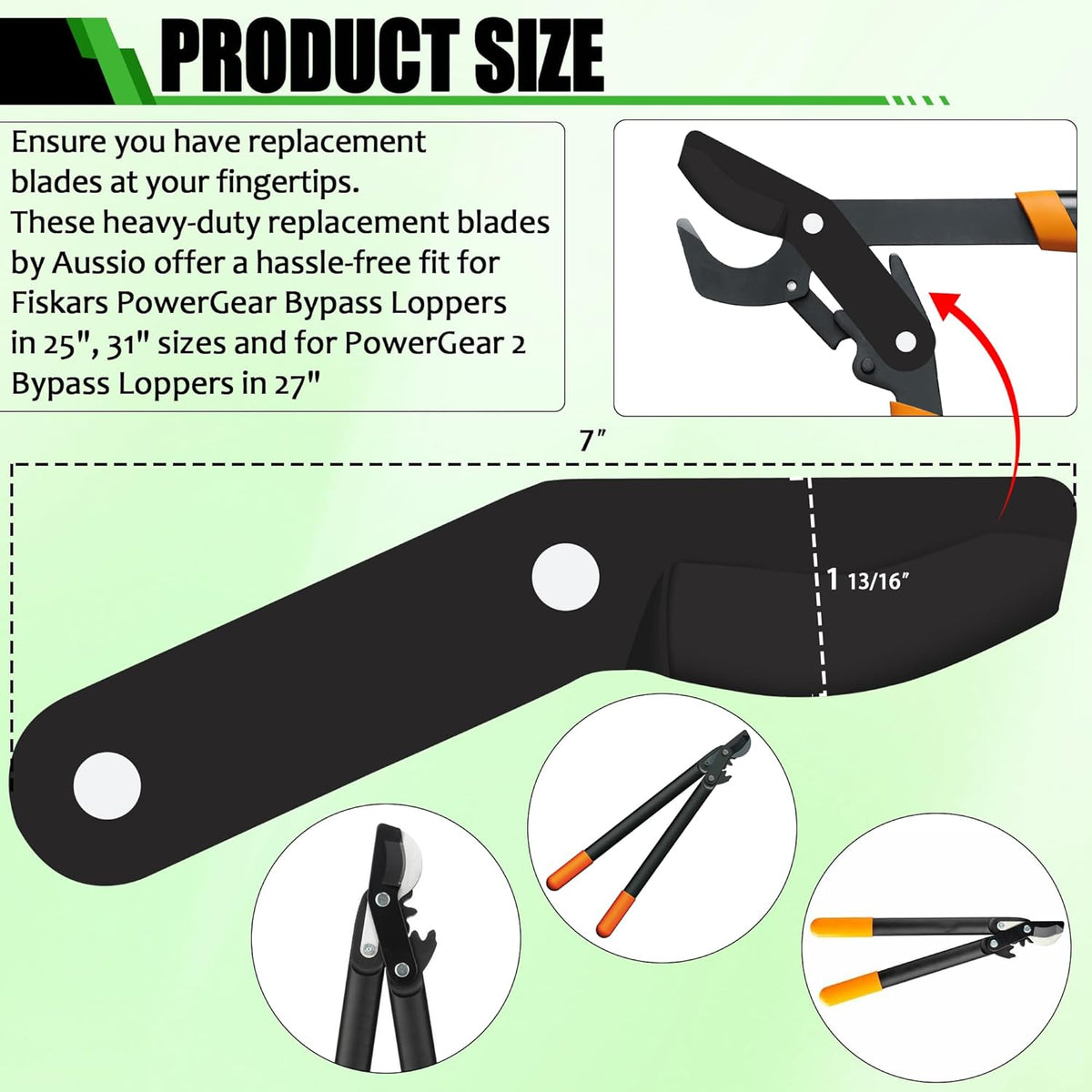 (2-Pack) Steel Replacement Blade for Loppers - Black Y591