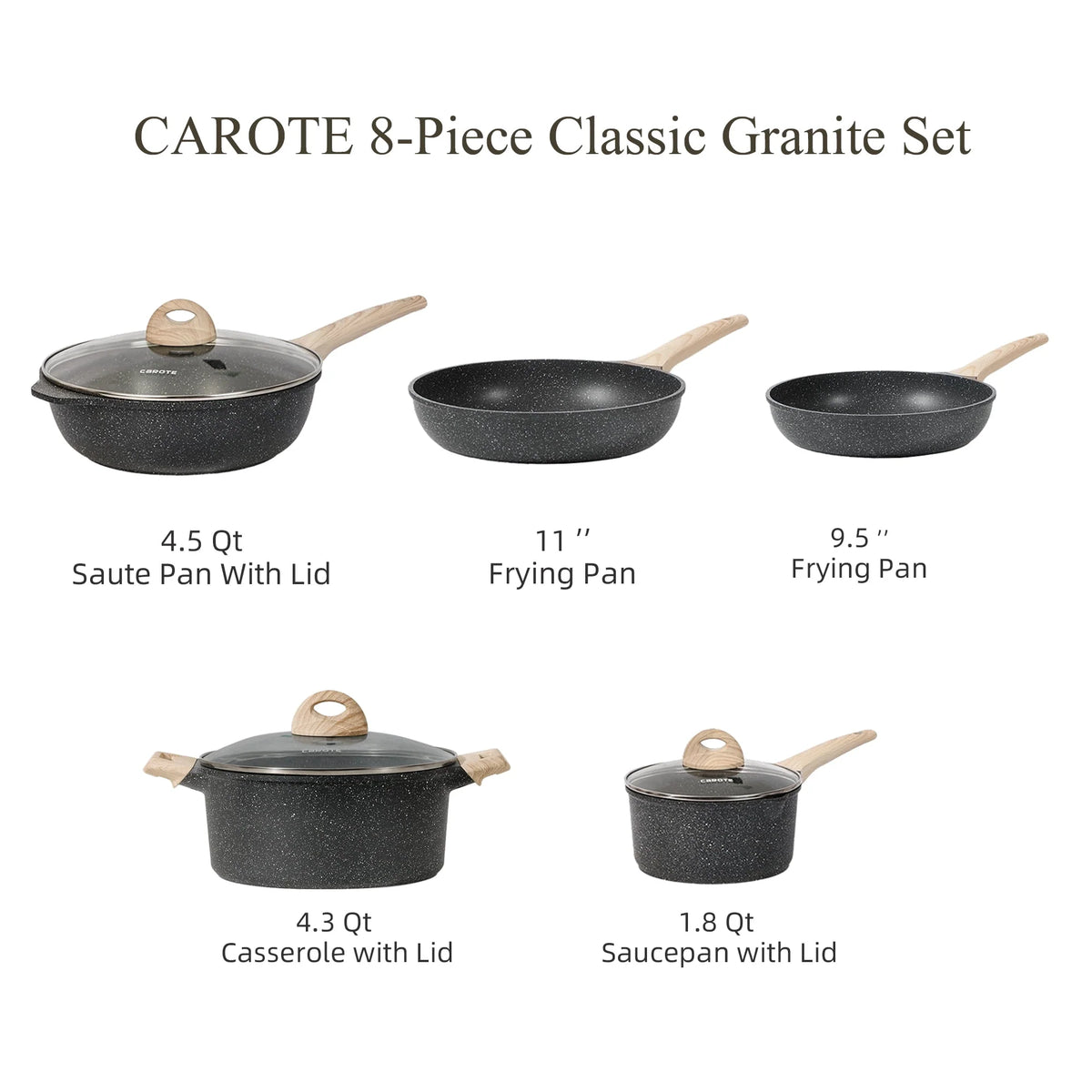 8 Pcs Nonstick Induction Cookware Set B12957