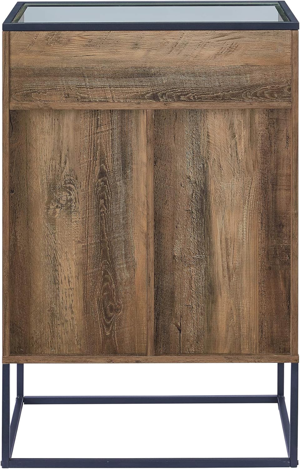 Rustic Oak Wood and Glass Bar Cabinet T301769