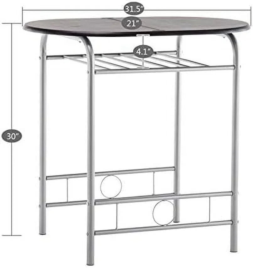 3-Piece Small Kitchen Table Set Rustic Brown I5614