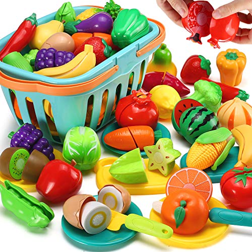 70 Pcs Cutting Play Food Toy with Storage Basket H8763