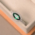 Sterling Silver Marquise Cut Emerald Ring F421307