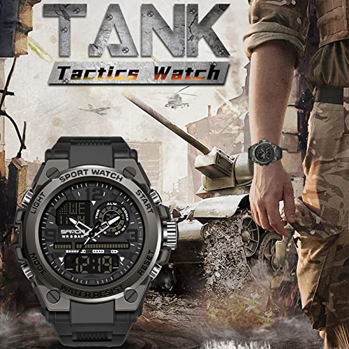 Mens Tactical Waterproof Digital Analog Wristwatch P2926