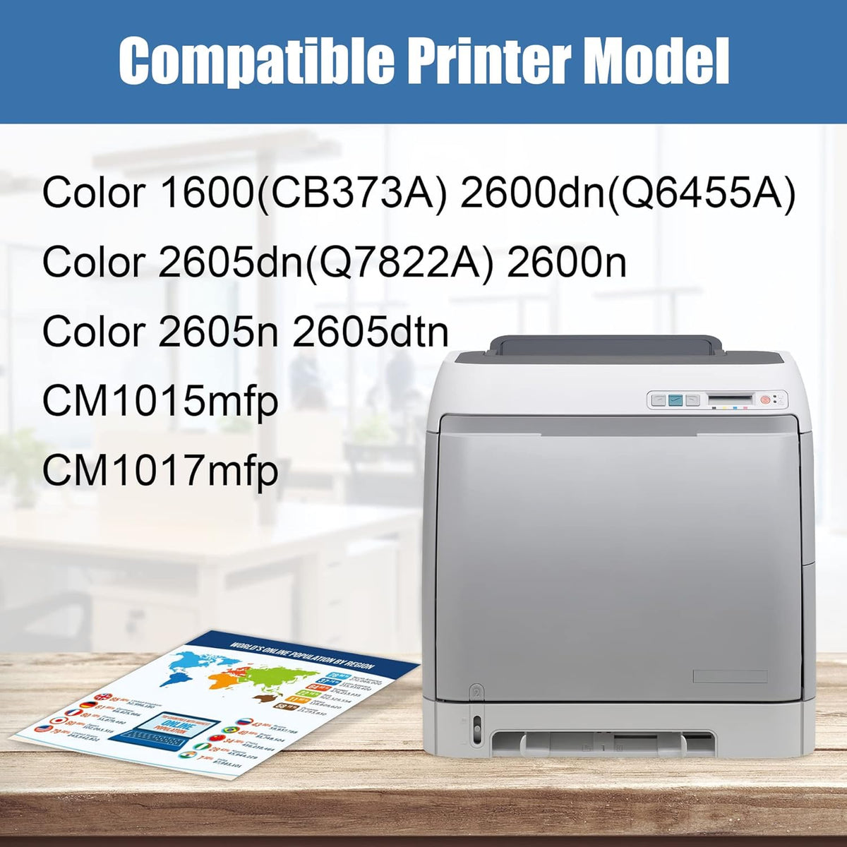 3-Pack Toner Cartridge for HP Color 1600 2600dn 2605dn Printers N288494