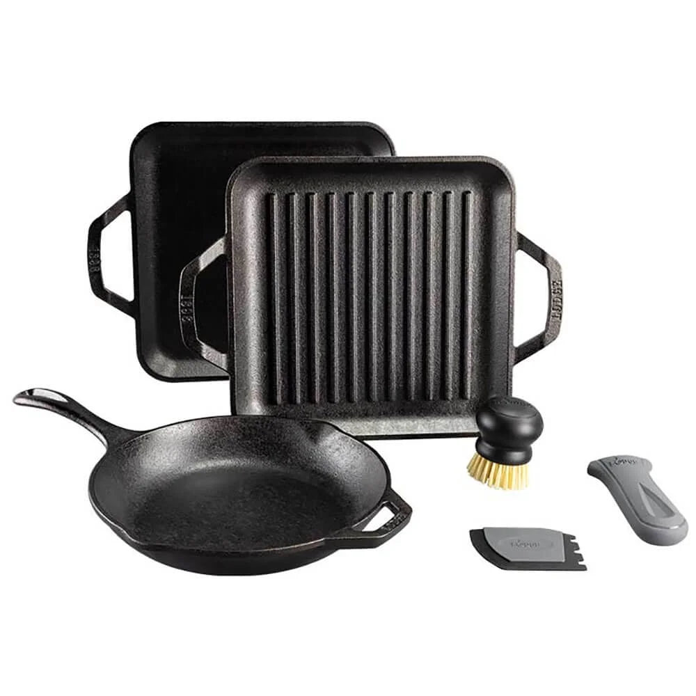 6 Pc Cast Iron Grill Griddle Set L587