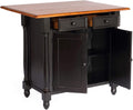 Antique Black Expandable Kitchen Island with Cherry Drop Leaf Top O1759