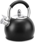 Stainless Steel Tea Kettle with Silicone Handle 3.2 Quart Black N12214