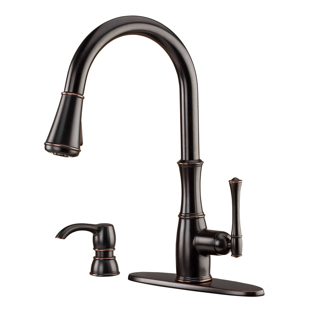 Tuscan Bronze Pull-Down Kitchen Faucet with Soap Dispenser K762