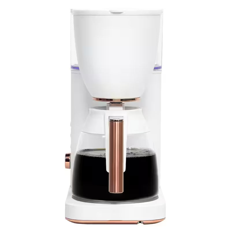10 Cup Matte White Drip Coffee Maker with Glass Carafe A2123