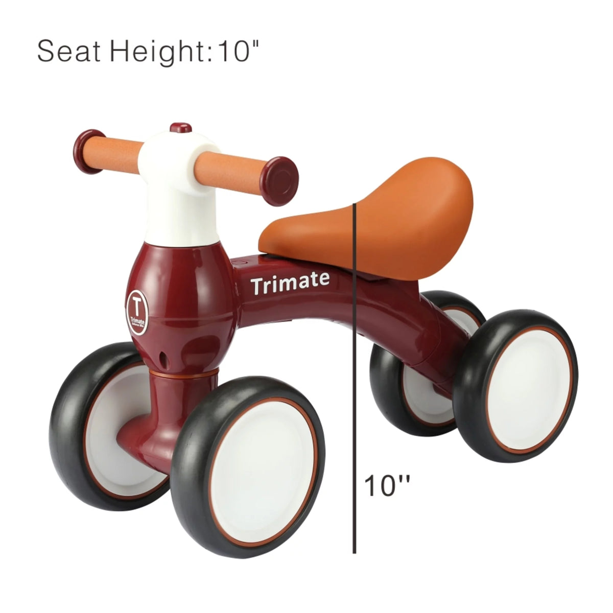 Wine Red 4 Wheels Baby Walker Balance Bike X413214