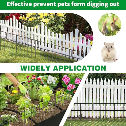 20Ft x 13Inch Animal Barrier, 14 Pack Decorative Garden Fence Panels, Rustproof Metal, No Dig Fence with Ground Stakes C4033