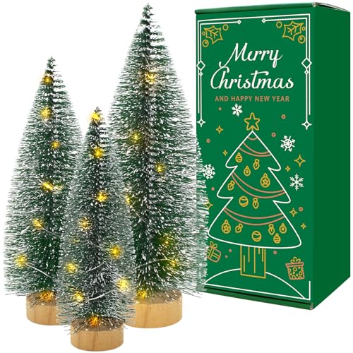 Mini Bottle Brush Christmas Trees with Lights A152718