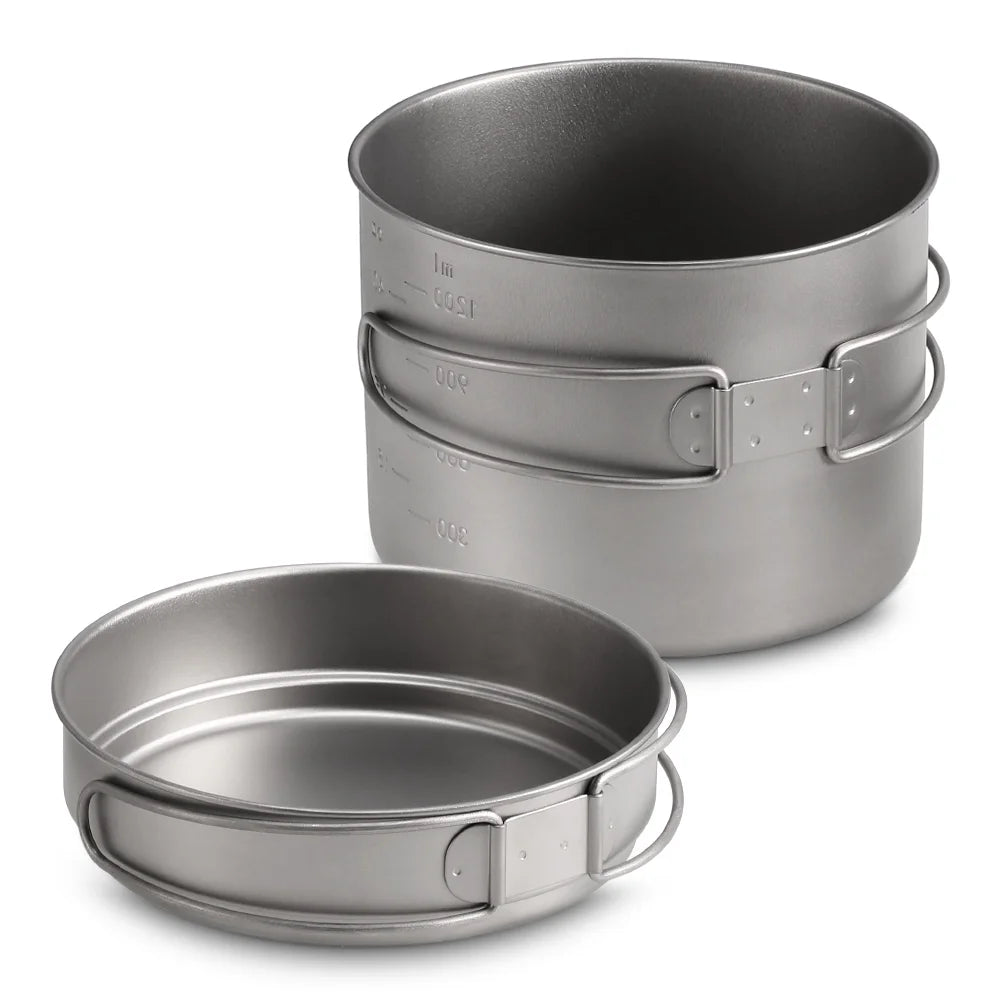 1100ML / 1600ML Folding Handle Pot Pan Set X8473