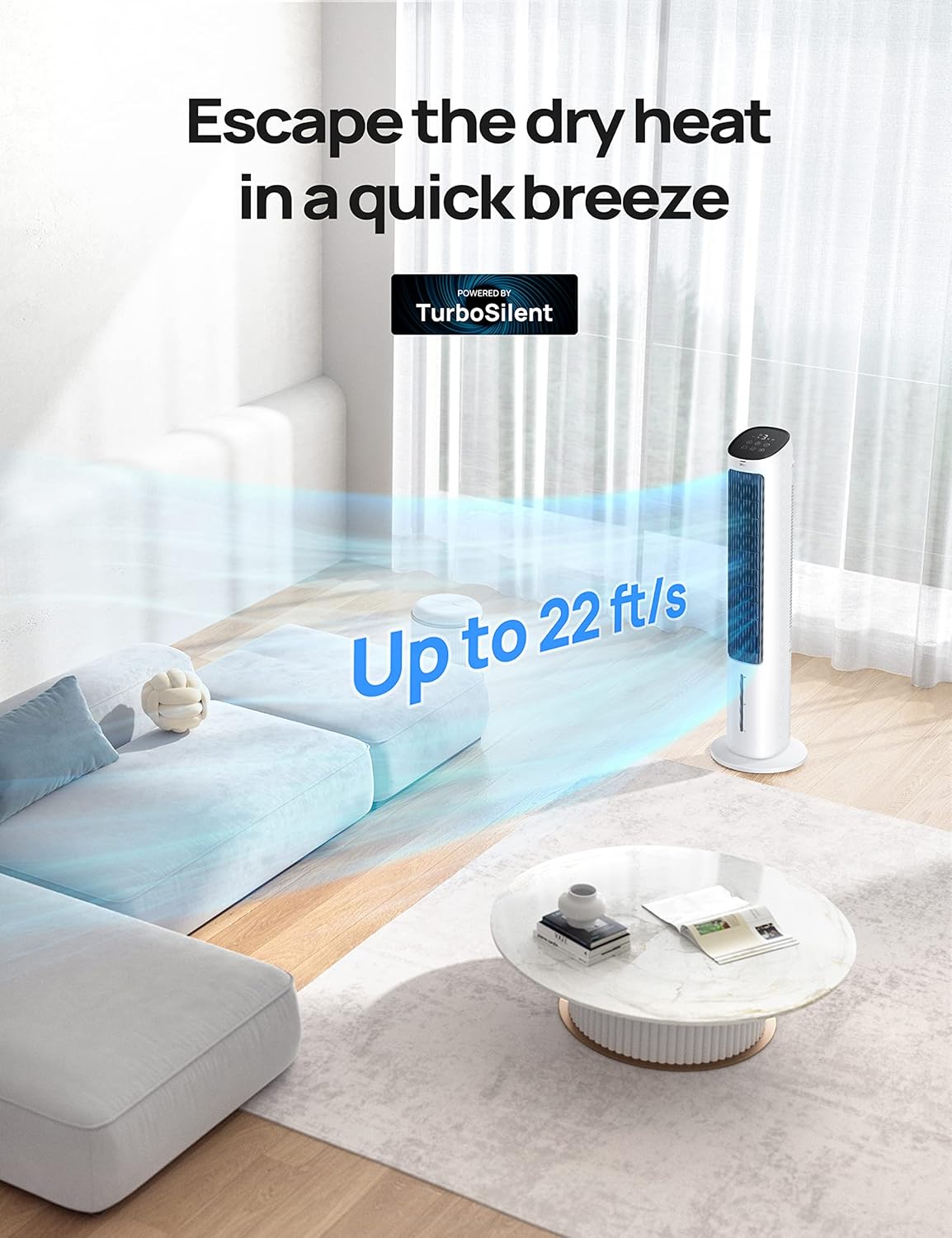 40" Oscillating Tower Fan with Remote Control, 3 Modes 4-Speed, White H73305