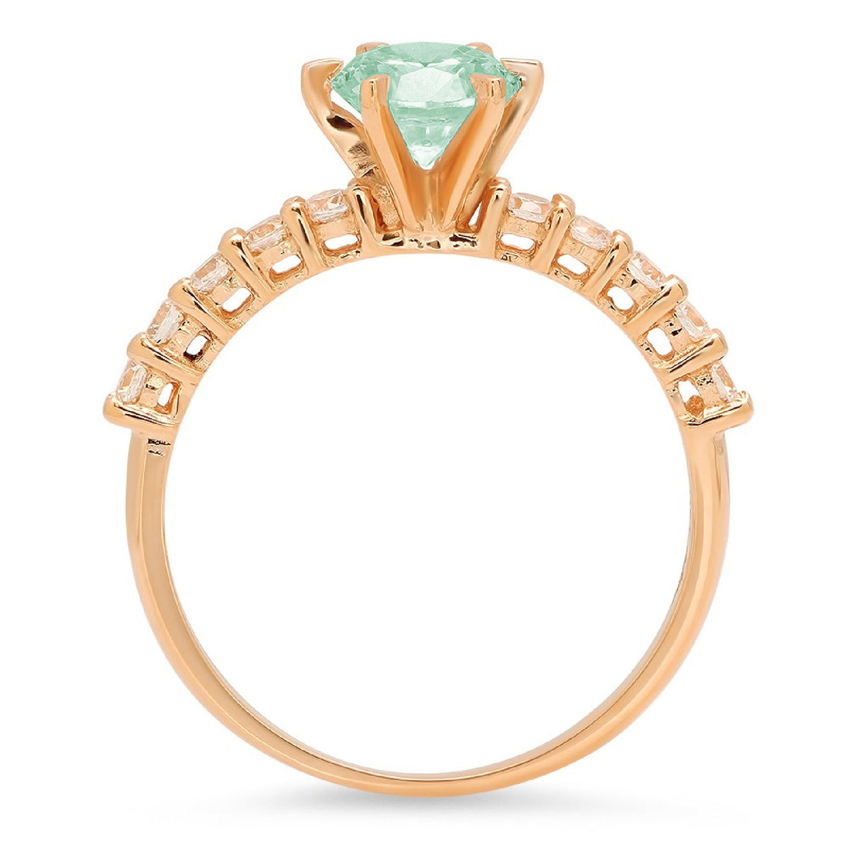 18k Yellow Gold Solitaire Ring with Accents A804