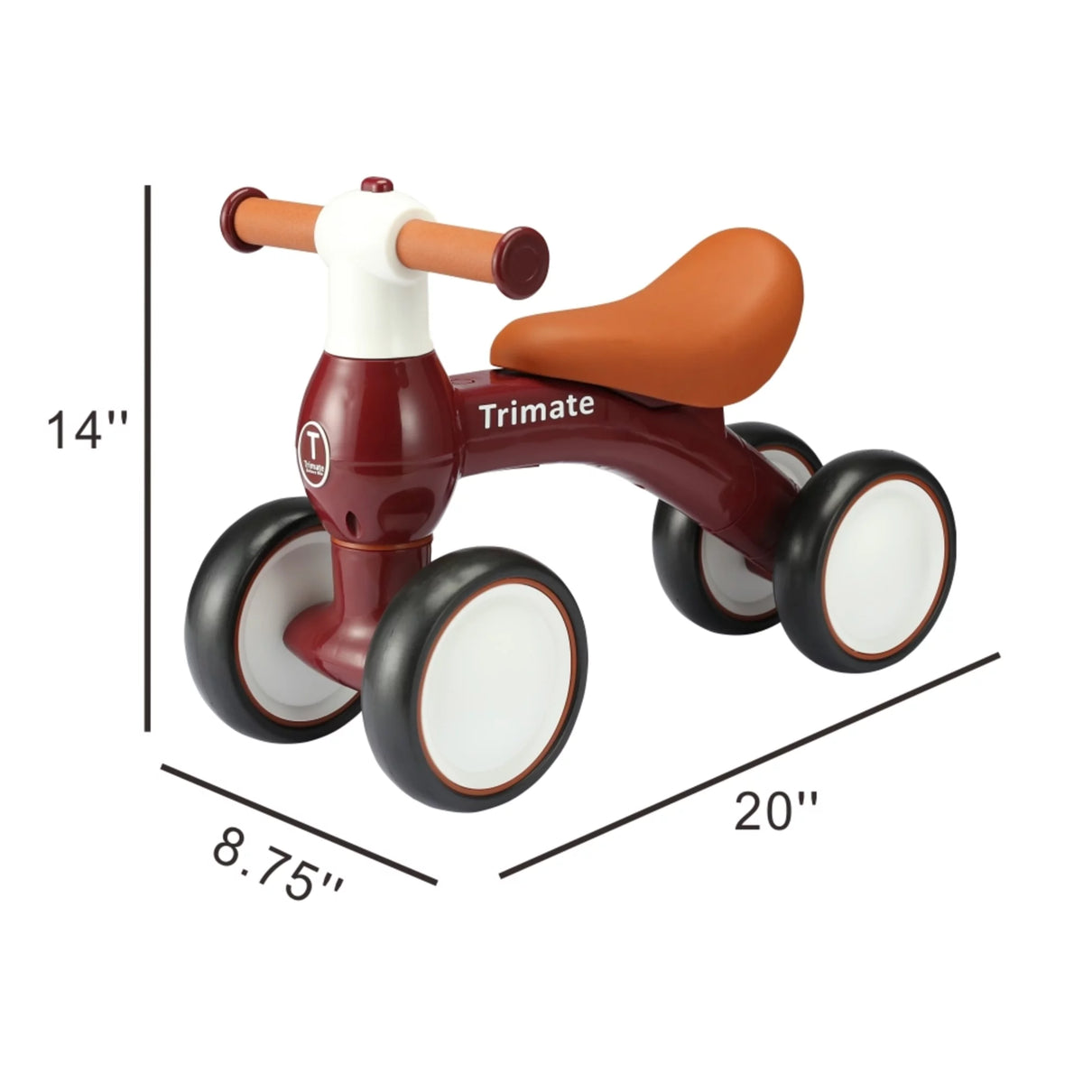 Wine Red 4 Wheels Baby Walker Balance Bike X413214