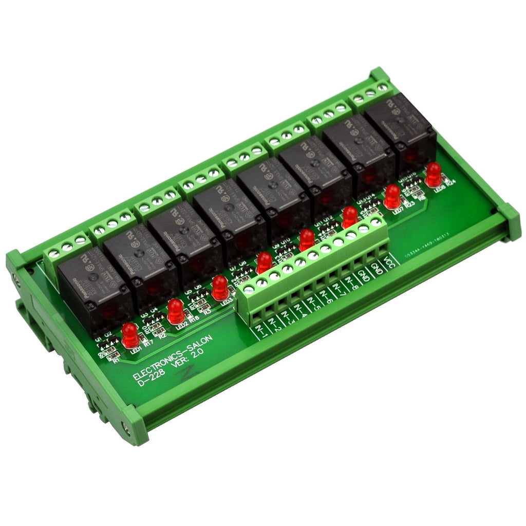 DIN Rail Mount 8 SPDT Power Relay Interface Module, DC 12V, Pack of 2 Y241869