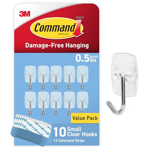 Clear Wire Toggle Hooks, 10 Hooks and 12 Adhesive Strips C249