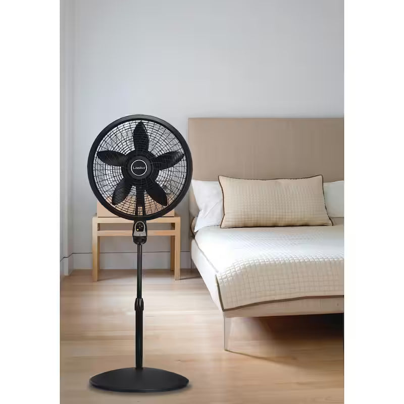 16 in. 3 Speed Oscillating Pedestal Fan with Adjustable Height in Black Y3894