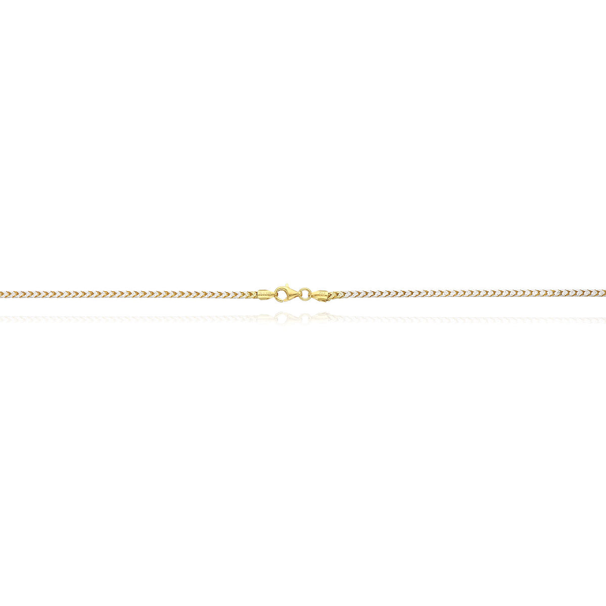 18K Yellow Gold Over Silver 2mm White Pave Franco Chain Necklace 18"-24" Y100