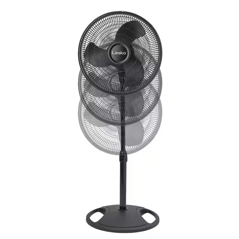 16 in. 3 Speed Oscillating Pedestal Fan with Adjustable Height in Black Y3894