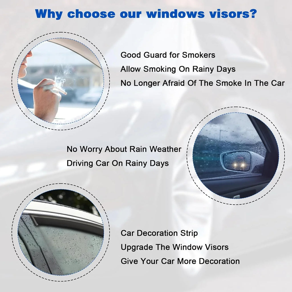 4Pcs Car Window Visors Rain Guard Wind Deflectors X93712