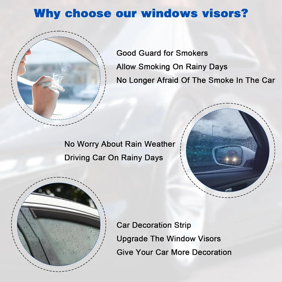 4Pcs Car Window Visors Rain Guard Wind Deflectors X93712