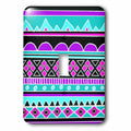 Neon Blue Hot Pink Purple Black Aztec Zigzag Patterned Single Toggle Switch O81853