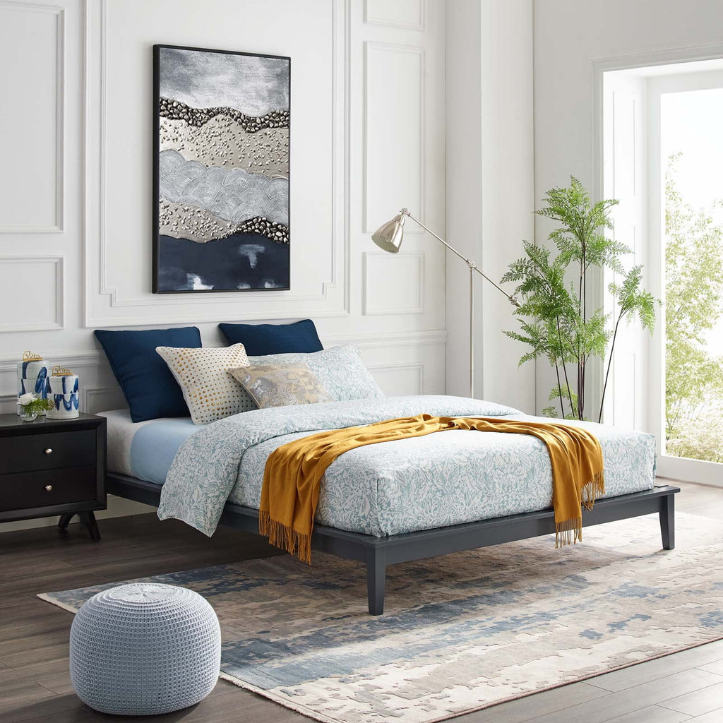 King Wood Platform Bed Frame in Gray K5776