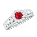 1.5 CT Lab Created Ruby and Moissanite Ring, 925 Sterling Silver, US 4.00 I241