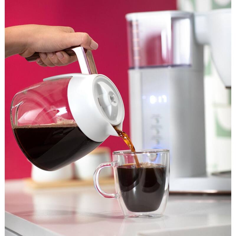 10 Cup Matte White Drip Coffee Maker with Glass Carafe A2123