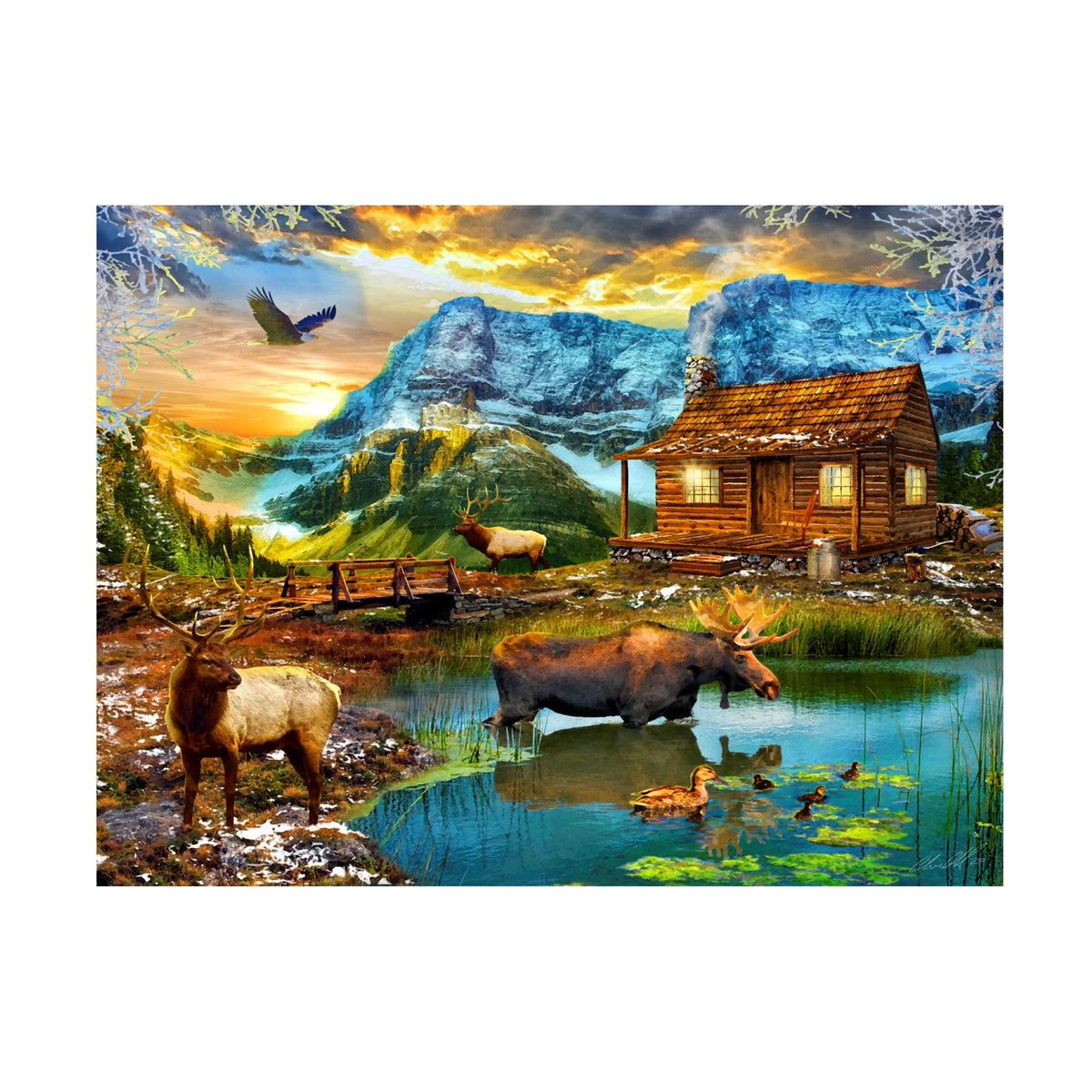 Winter Cabin Canvas Art A474