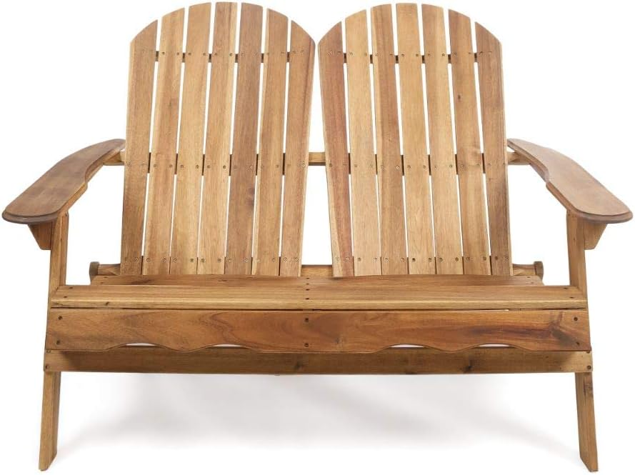 Natural Stained Acacia Wood Adirondack Loveseat D4370