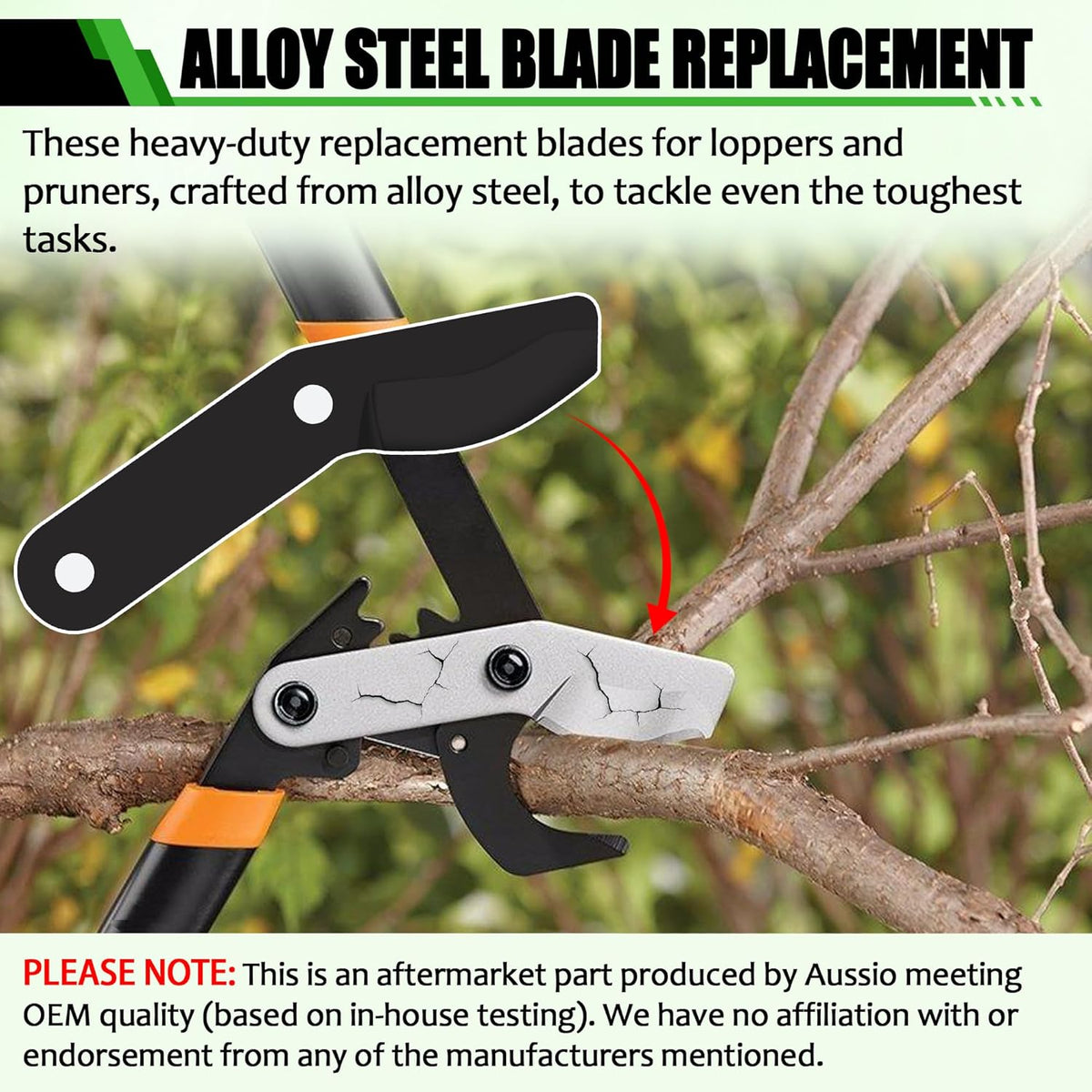 (2-Pack) Steel Replacement Blade for Loppers - Black Y591