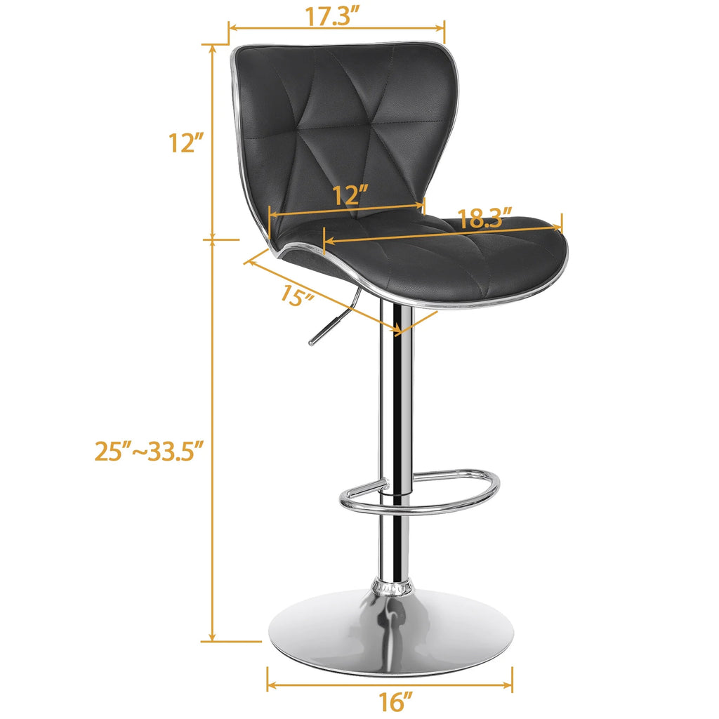 2 Pcs Adjustable Swivel PU Leather Bar Stools F956