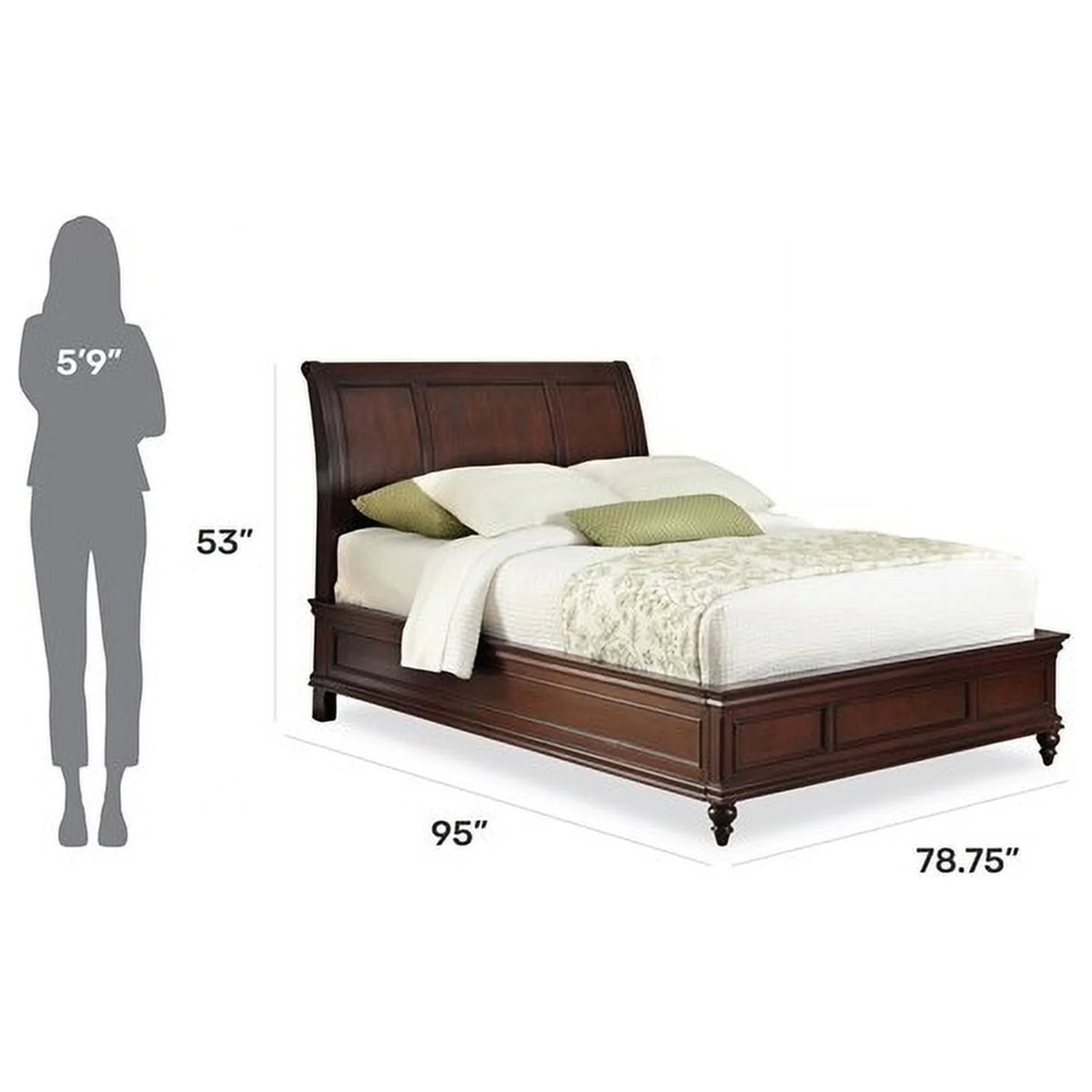 King Size Mahogany Wood Sleigh Bed K974025