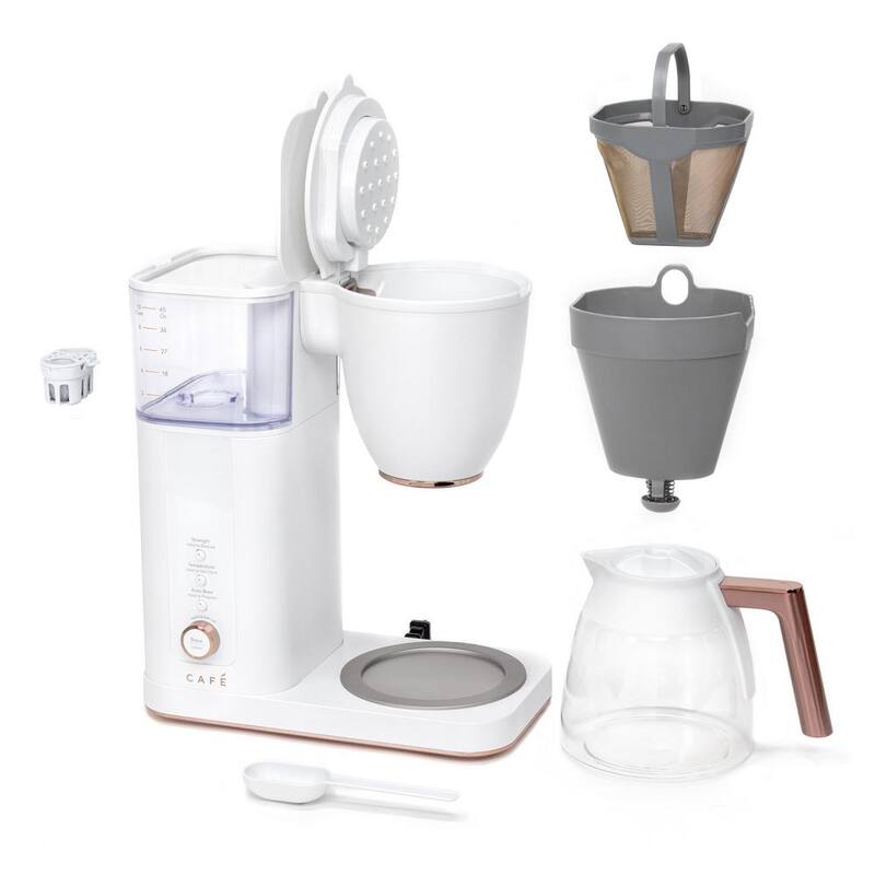 10 Cup Matte White Drip Coffee Maker with Glass Carafe A2123