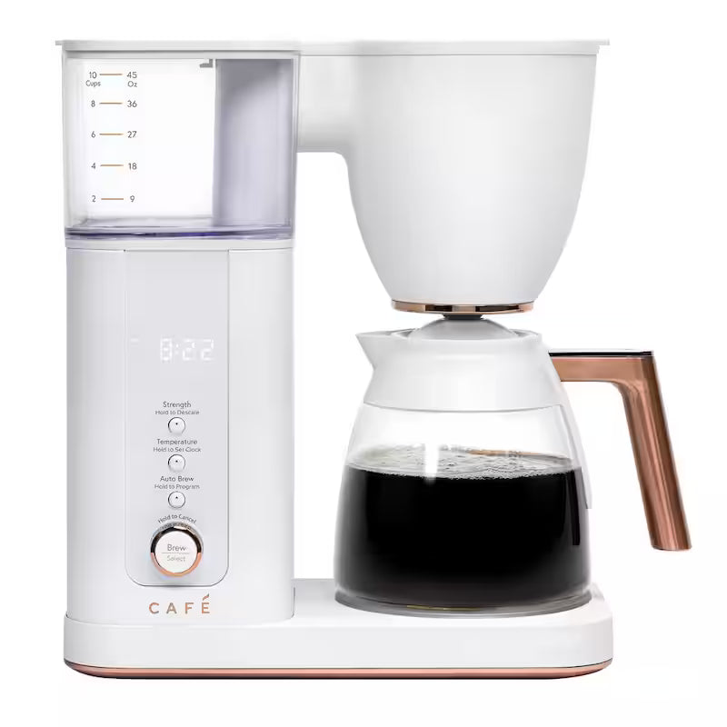 10 Cup Matte White Drip Coffee Maker with Glass Carafe A2123