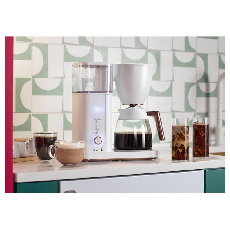 10 Cup Matte White Drip Coffee Maker with Glass Carafe A2123