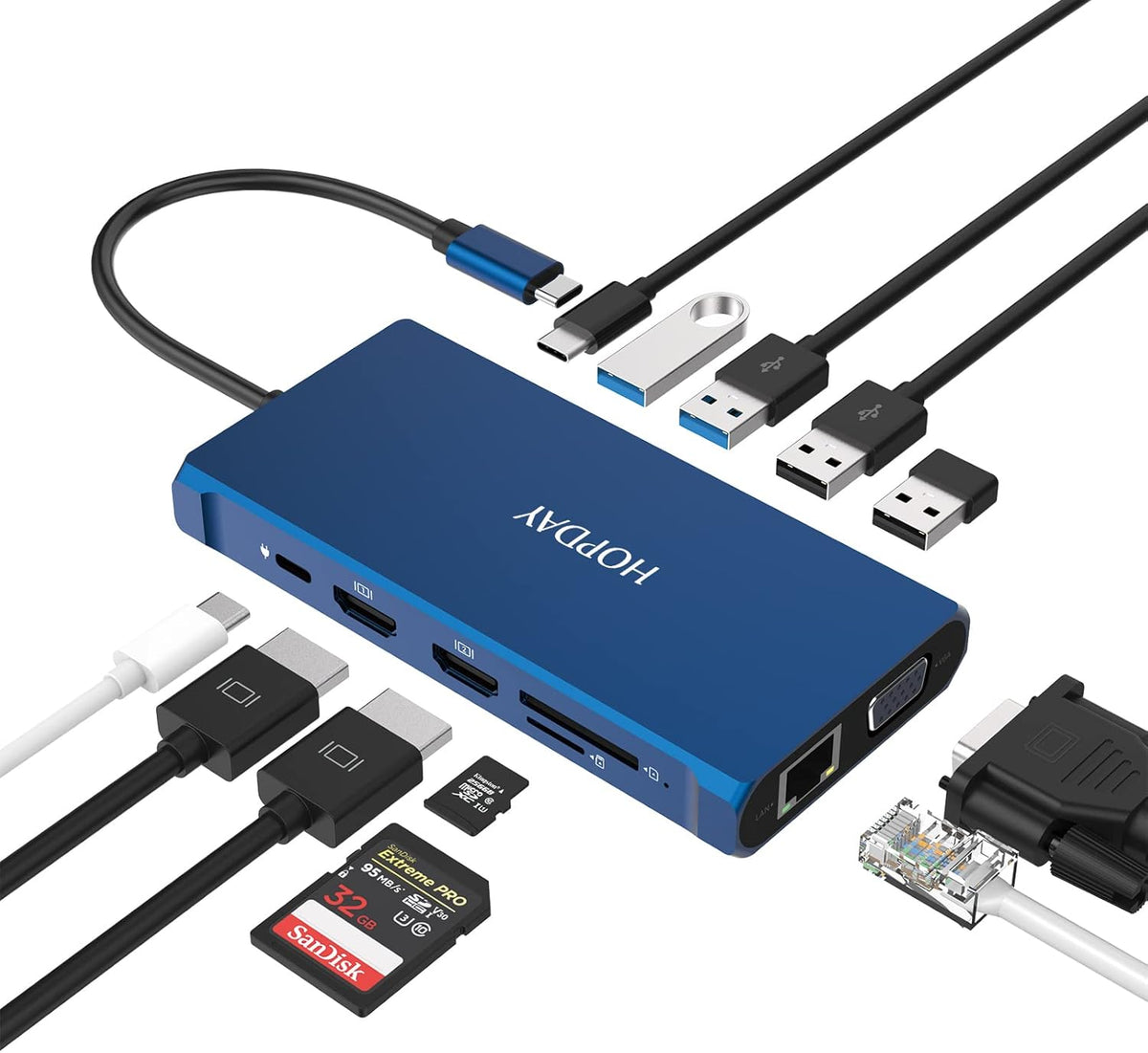 18 in 1 Thunderbolt 3 Docking Station Dual 4K 8K Displayport T1919