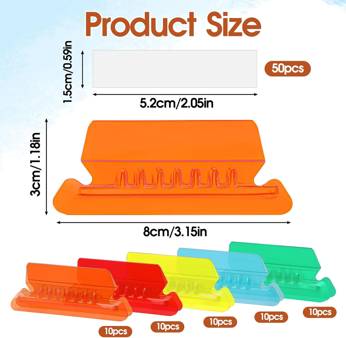 50 Pcs Multicolor Plastic File Tabs (4-Inch) W567711