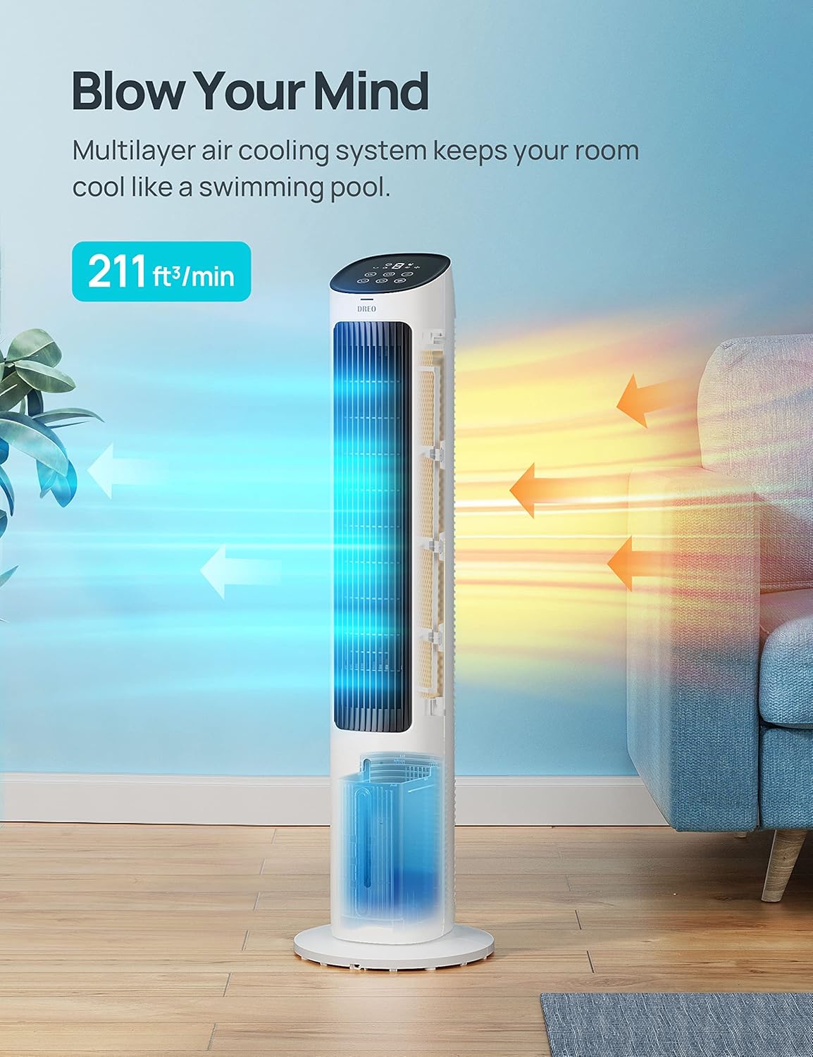 40" Oscillating Tower Fan with Remote Control, 3 Modes 4-Speed, White H73305