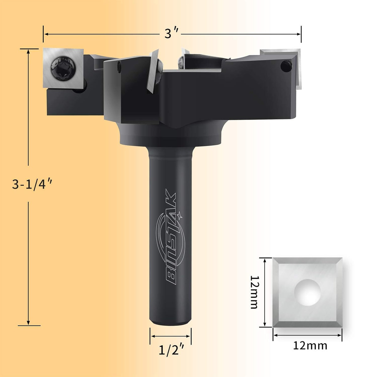 1/2 Shank 3 Cutting Diameter Carbide Insert Router Bit N762