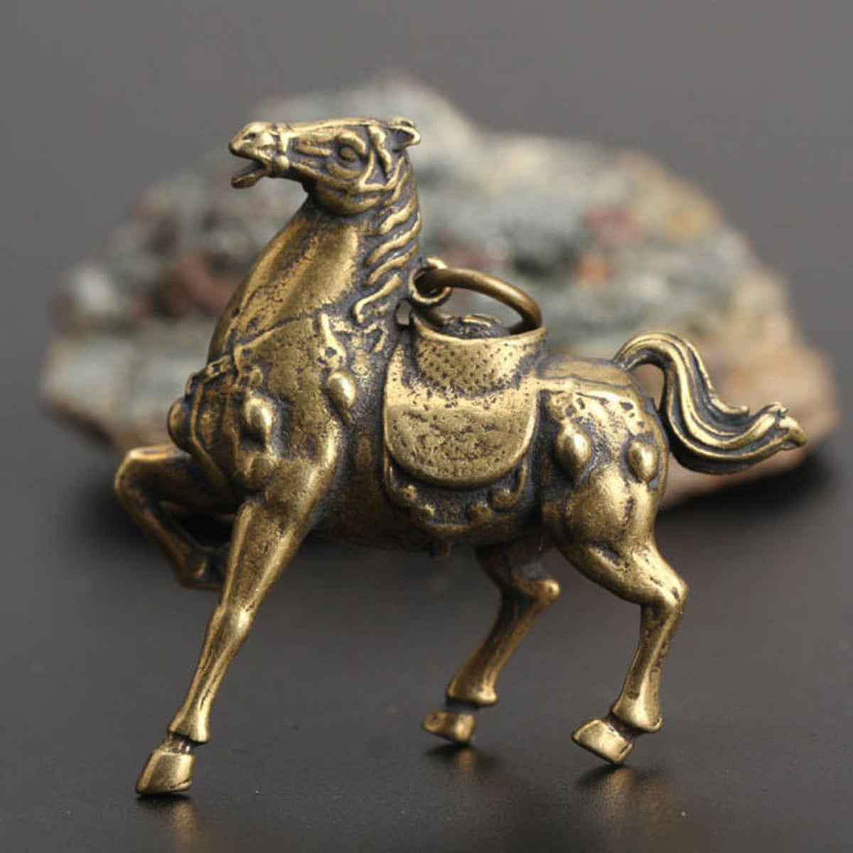 Solid Copper Race Horse Miniature Figurines Desk Decor Ornament Handmade Crafts Q741719