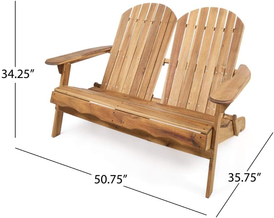 Natural Stained Acacia Wood Adirondack Loveseat D4370